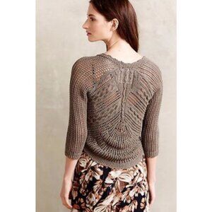 Anthropologie Angel of the North Kesia Crochet Topper Sz XS Taupe Fairy Grunge